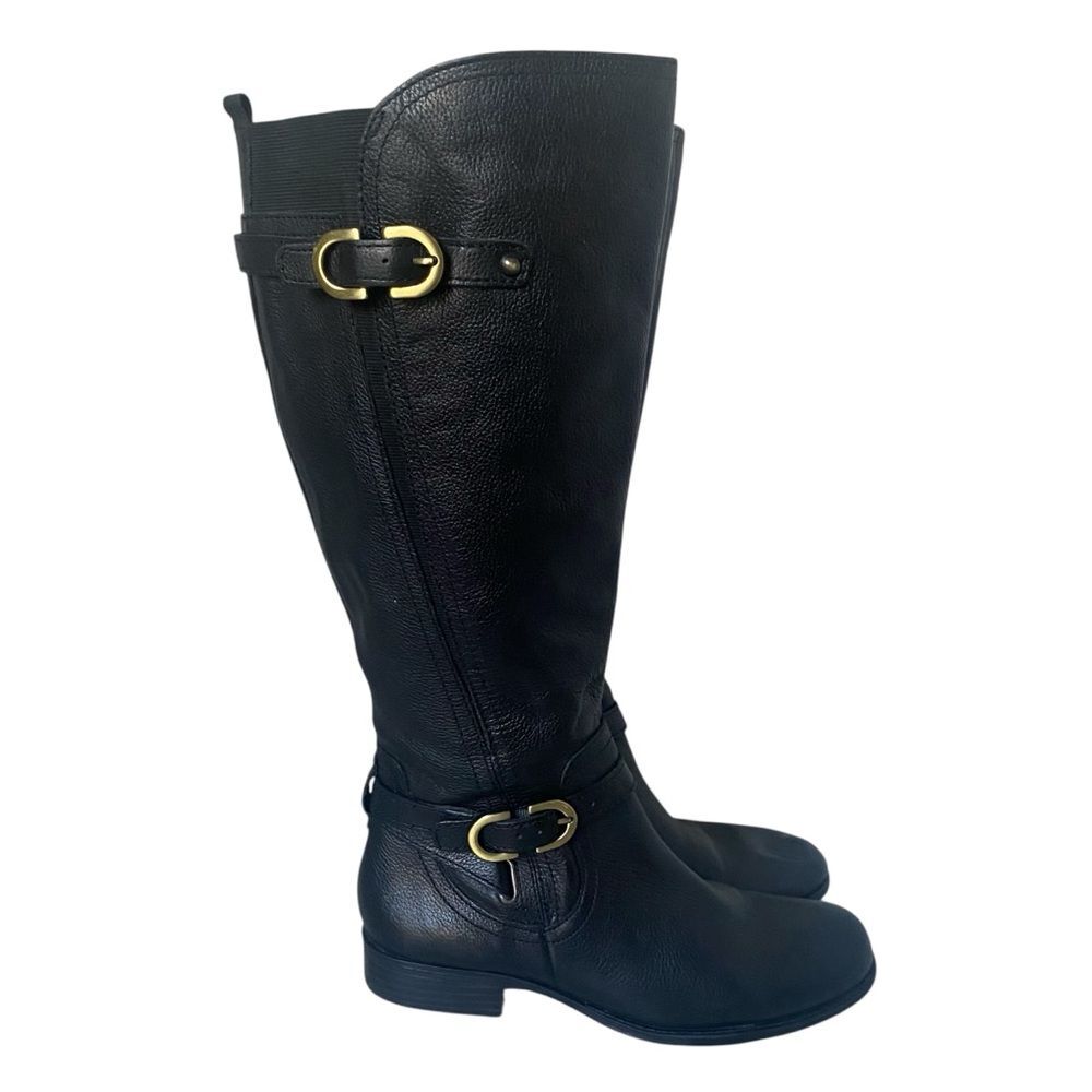 Naturalizer Jennings Black Knee-High Leather Boots Wide Calf N5 Size 6.5